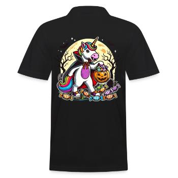 Funny Vampire Unicorn Loves Candy - Men's Polo Shirt - black - Back - Kai (181cm)