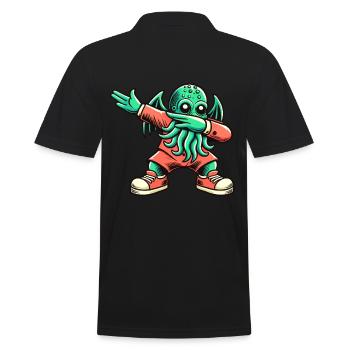 Lustiger Dabbender Cthulhu Dabbing Design - Männer Poloshirt - Schwarz - Hinten - Kai (181cm)