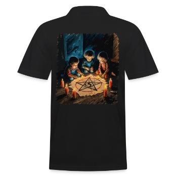 Retro Vintage Design Occult Summoning Rituals - Men's Polo Shirt - black - Back - Kai (181cm)