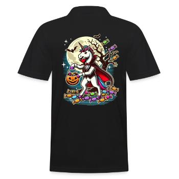 Funny Vampire Unicorn Loves Candy - Men's Polo Shirt - black - Back - Kai (181cm)