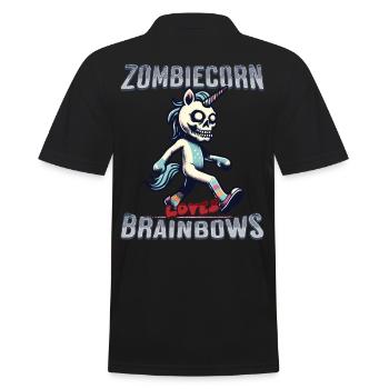 Zombicorn Liebt Brainbows Lustiges Halloween - Männer Poloshirt - Schwarz - Hinten - Kai (181cm)