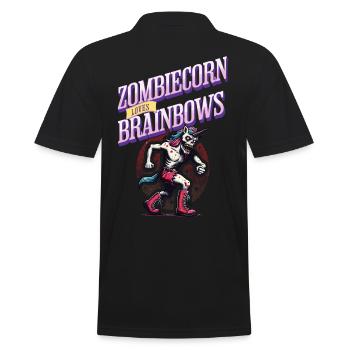 Zombie Einhorn Lustiger Halloween Spruch - Männer Poloshirt - Schwarz - Hinten - Kai (181cm)