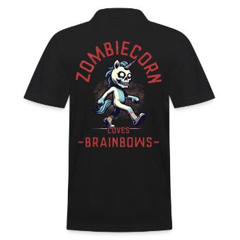 Zombiecorn Liebt Brainbows Gruseliges Einhorn - Männer Poloshirt - Schwarz - Hinten - Kai (181cm)