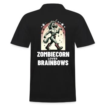 Zombiecorn Liebt Brainbows Gruseliges Einhorn - Männer Poloshirt - Schwarz - Hinten - Kai (181cm)
