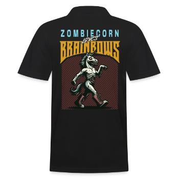 Zombie Einhorn Lustiger Halloween Spruch - Männer Poloshirt - Schwarz - Hinten - Kai (181cm)