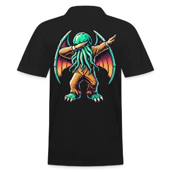 Lustiger Dabbender Cthulhu Dabbing Design - Männer Poloshirt - Schwarz - Hinten - Kai (181cm)