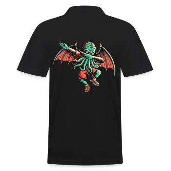 Funny Dabbing Cthulhu Dabbing Design - Men's Polo Shirt - black - Back - Kai (181cm)