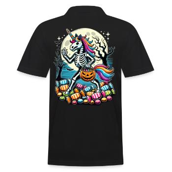 Lustiges Einhorn Skelett Liegt Süßigkeiten - Männer Poloshirt - Schwarz - Hinten - Kai (181cm)