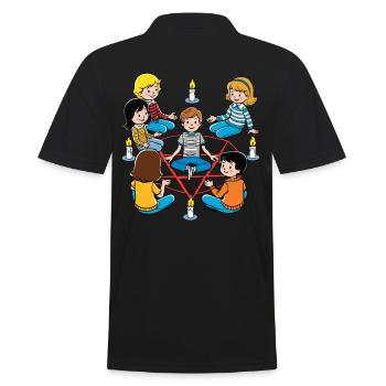 Retro Design Occult Summoning Rituals Vintage - Men's Polo Shirt - black - Back - Kai (181cm)