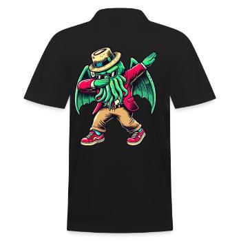 Lustiger Dabbender Cthulhu Dabbing Design - Männer Poloshirt - Schwarz - Hinten - Kai (181cm)