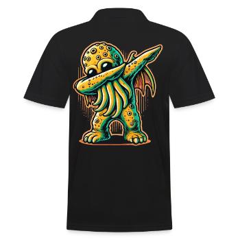 Lustiger Dabbender Cthulhu Dystopischer Oktopus - Männer Poloshirt - Schwarz - Hinten - Kai (181cm)