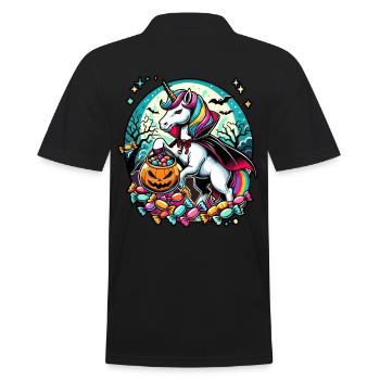 Funny Vampire Unicorn Loves Candy - Men's Polo Shirt - black - Back - Kai (181cm)