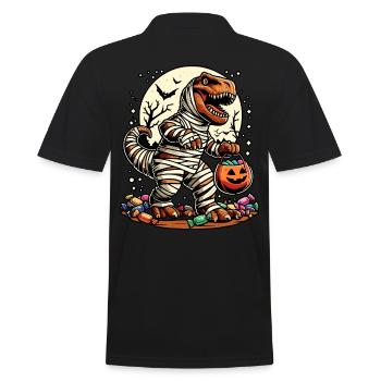 Funny T-Rex Mummy Loves Candy - Men's Polo Shirt - black - Back - Kai (181cm)