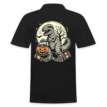 Funny T-Rex Mummy Loves Candy - Men's Polo Shirt - black - Back - Kai (181cm)