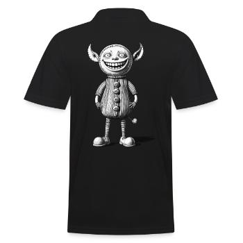 Creepy Monster Design Halloween Gnome Outfit - Men's Polo Shirt - black - Back - Kai (181cm)
