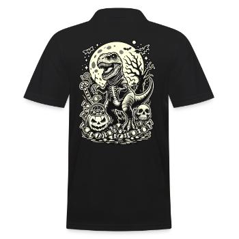 Drôle T-Rex Zombie Aime Bonbons Halloween - Polo Homme - noir - Dos - Kai (181cm)