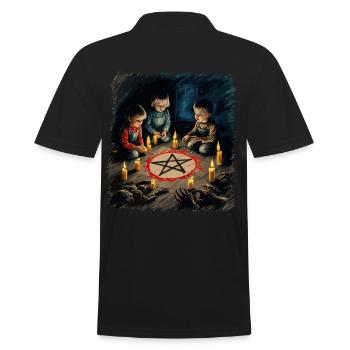 Retro Vintage Design Halloween Lover Outfit - Men's Polo Shirt - black - Back - Kai (181cm)
