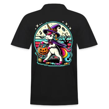 Truc ou friandise d'Halloween drôle de licorne de sorcière - Polo Homme - noir - Dos - Kai (181cm)