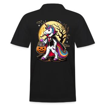 Funny Vampire Unicorn Loves Candy - Men's Polo Shirt - black - Back - Kai (181cm)