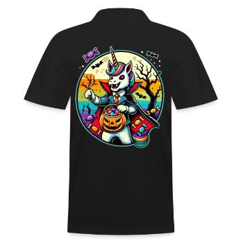 Funny Vampire Unicorn Loves Candy - Men's Polo Shirt - black - Back - Kai (181cm)
