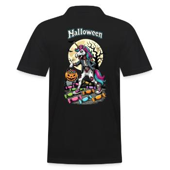 Funny Zombie Unicorn Loves Candy - Men's Polo Shirt - black - Back - Kai (181cm)