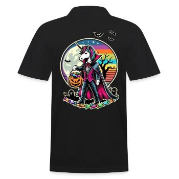 Funny Vampire Unicorn Loves Candy - Men's Polo Shirt - black - Back - Kai (181cm)
