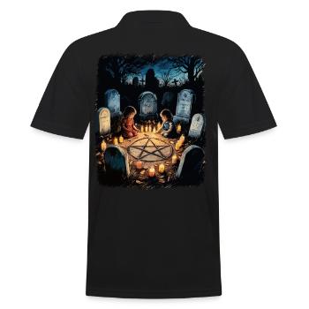 Retro Vintage Design Occult Summoning Rituals - Men's Polo Shirt - black - Back - Kai (181cm)
