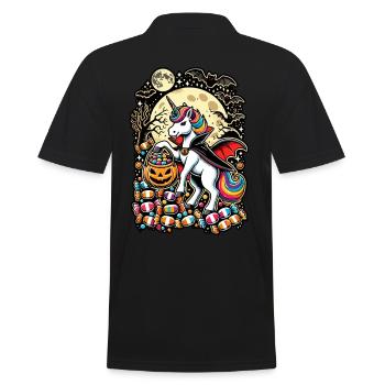 Funny Vampire Unicorn Loves Candy - Men's Polo Shirt - black - Back - Kai (181cm)
