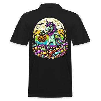 Lustiges Zombie Einhorn Liebt Süßigkeiten - Männer Poloshirt - Schwarz - Hinten - Kai (181cm)