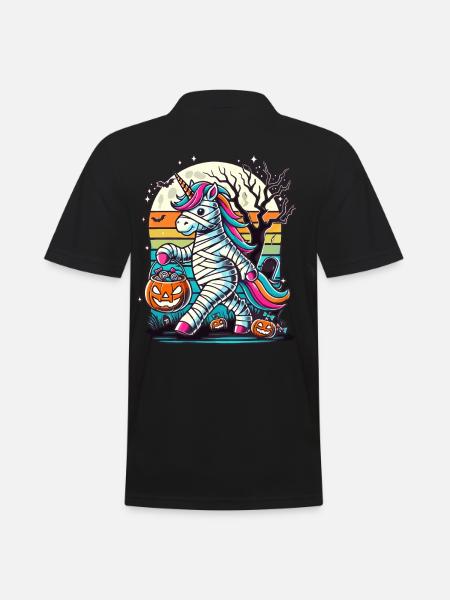 Funny Unicorn Mummy Lying Candy - Men's Polo Shirt - black