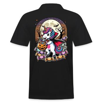 Funny Vampire Unicorn Loves Candy - Men's Polo Shirt - black - Back - Kai (181cm)