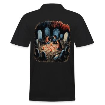 Occult Summoning Rituals Retro Vintage Design - Men's Polo Shirt - black - Back - Kai (181cm)