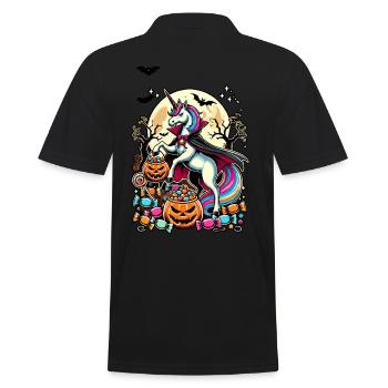 Funny Vampire Unicorn Loves Candy - Men's Polo Shirt - black - Back - Kai (181cm)