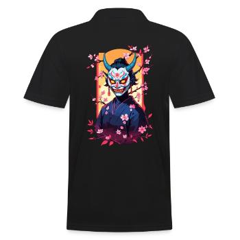 Oni Samurai Vaporwave Aesthetic Japan Culture - Men's Polo Shirt - black - Back - Kai (181cm)