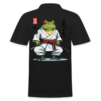 Samurai Frosch Vintage Ukiyo-e Stil Aesthetic - Männer Poloshirt - Schwarz - Hinten - Kai (181cm)