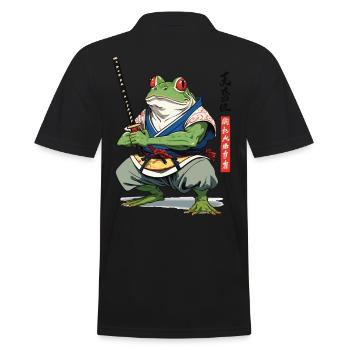 Samurai Frog Vintage Ukiyo-e Style Japan Style - Men's Polo Shirt - black - Back - Kai (181cm)