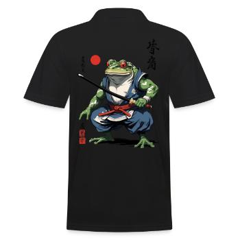 Samurai Frosch Vintage Ukiyo-e Stil Kunstwerk - Männer Poloshirt - Schwarz - Hinten - Kai (181cm)
