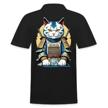 Samurai Katze Japanisches Samurai Kunstwerk Design - Männer Poloshirt - Schwarz - Hinten - Kai (181cm)
