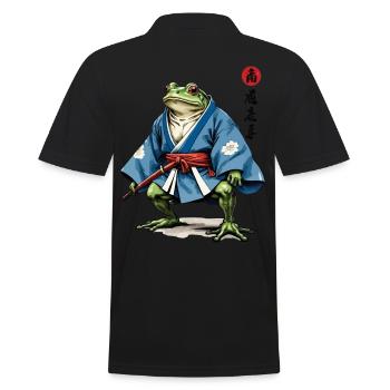 Samurai Frog Vintage Ukiyo-e Style Samurai Art - Men's Polo Shirt - black - Back - Kai (181cm)