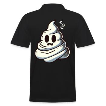 Funny poop pile feces ghost humorous - Men's Polo Shirt - black - Back - Kai (181cm)