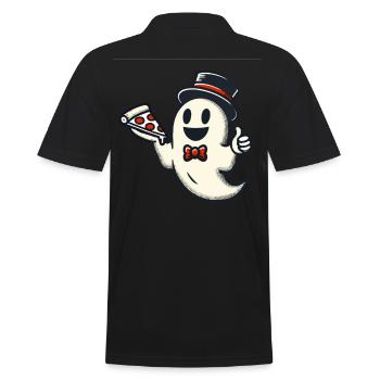Last Minute Costume Pizza Delivery Ghost - Men's Polo Shirt - black - Back - Kai (181cm)