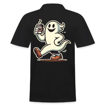 Kaffeeliebhaber Barista Geist Lustiger Kaffee - Männer Poloshirt - Schwarz - Hinten - Kai (181cm)
