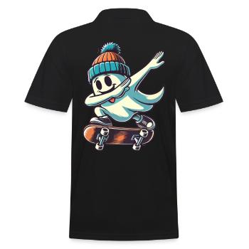 Skateboarding Dabbing Ghost Skateboard Dab - Men's Polo Shirt - black - Back - Kai (181cm)