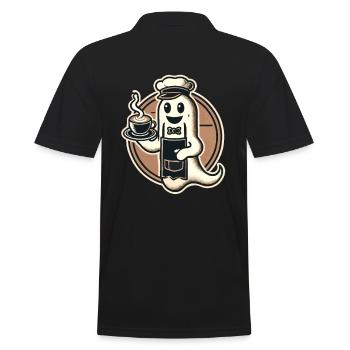Kaffeeliebhaber Barista Geist Lustiger Kaffee - Männer Poloshirt - Schwarz - Hinten - Kai (181cm)