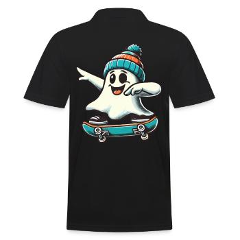 Skateboaring Dabbing Ghost Skateboard Dab - Men's Polo Shirt - black - Back - Kai (181cm)