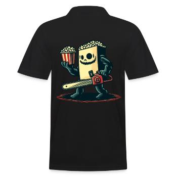 Unheimliches Psycho Popcorn Für Gruselfilme - Männer Poloshirt - Schwarz - Hinten - Kai (181cm)