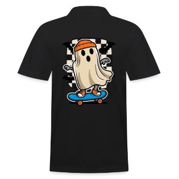 Skateboarding Skateboarder Ghost Halloween - Men's Polo Shirt - black - Back - Kai (181cm)
