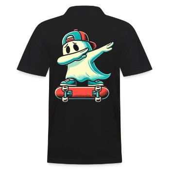 Skateboarding Dabbing Ghost Funny Halloween - Men's Polo Shirt - black - Back - Kai (181cm)
