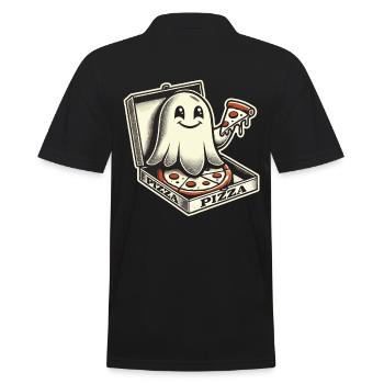 Pizza Delivery Ghost Funny Halloween Pizza - Men's Polo Shirt - black - Back - Kai (181cm)