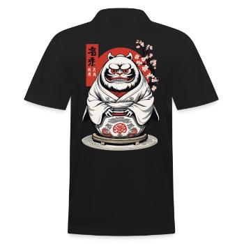 Japanese Daruma Aesthetic Yokai Vintage - Men's Polo Shirt - black - Back - Kai (181cm)